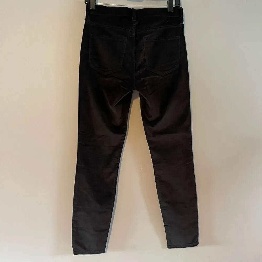 J. Crew Jeans Velvet High Rise Toothpick Jeans || SZ 27 || Black Velvet